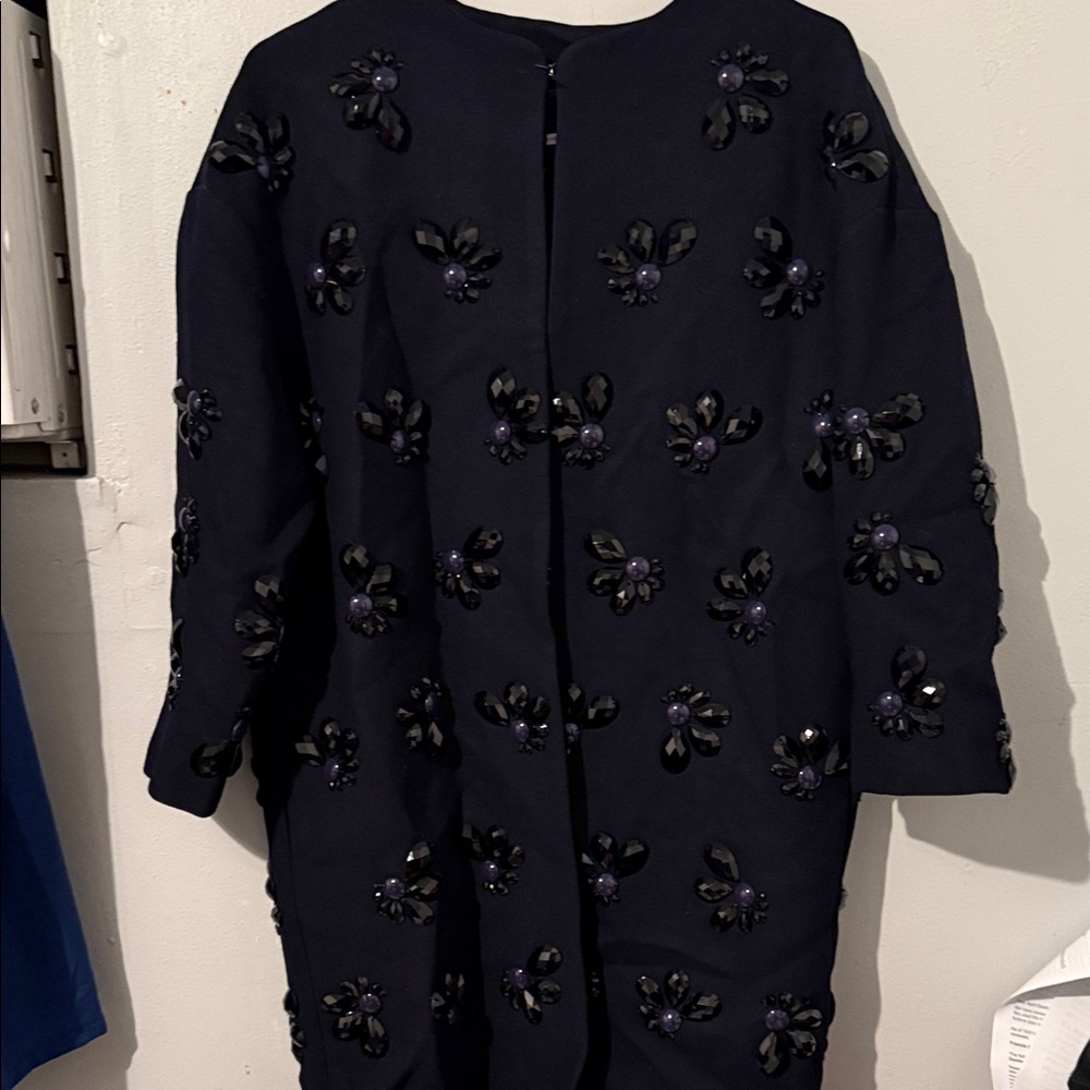 Diane Von Furstenberg Navy Floral Embellished Dress